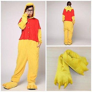 choose new Lovely Winnie the Pooh Coral Fleece Adult Kigurumi Pajama Suit with Slippers online